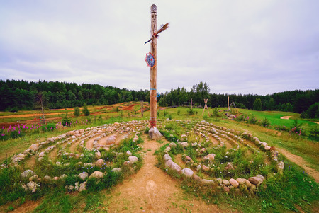 Slavic pagan temple in Sarande. Zanevsky urban settlement, Vsevolozhsky district, Leningrad region, Russiaの写真素材