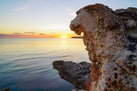 Grotto in the rock on the beach . Tarhankut. Crimea, Russiaの写真素材