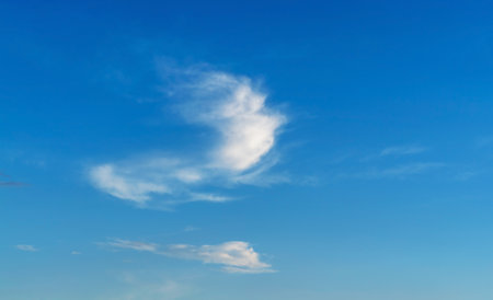 Beautiful clouds on a blue sky background. The Black Sea coast of Crimeaの写真素材
