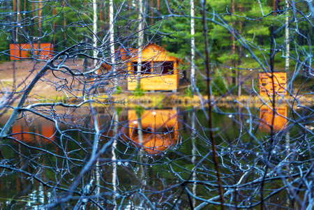 Autumn landscape. A long lake in the Rumbolovsky forest. Leningrad region, Vsevolozhsk.の写真素材