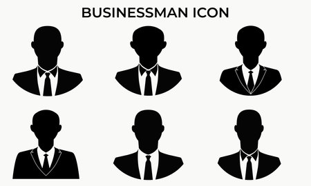 Business man icon set vector in black color. Thin line vector with the signs for infographic, logo, app development and website designのイラスト素材