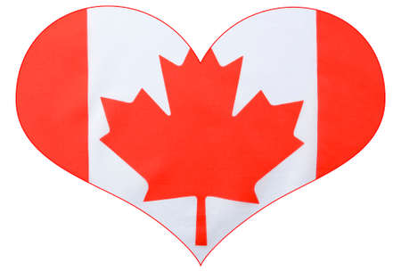 Heart shape Canadian Flag on white background.の写真素材