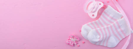 Its a Girl pink theme Baby Shower or Nursery background with decorated borders, sized to fit a...