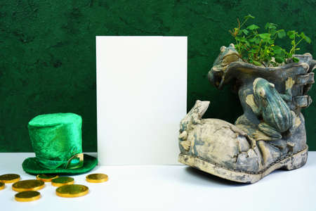 Happy St Patricks Day white greeting cardの写真素材