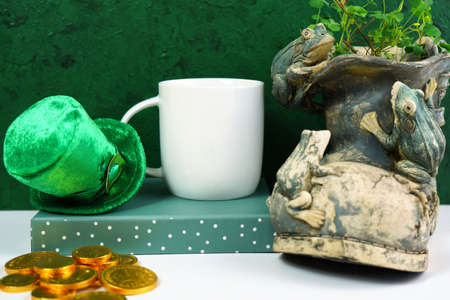 St Patricks Day white coffee mug creative concept.の写真素材