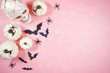 Modern pink Halloween theme flatly background.の写真素材