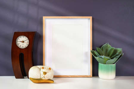 On trend shadow photography frame mockup with new season colors.