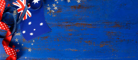 Australian theme background banner with decorated borders for copy space.の写真素材
