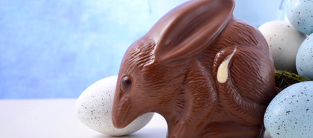 Australian Chocolate Easter Bilby banner with copy space.の写真素材