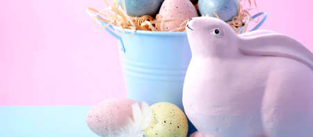 Easter Bunny with Bucket of Eggs Banner