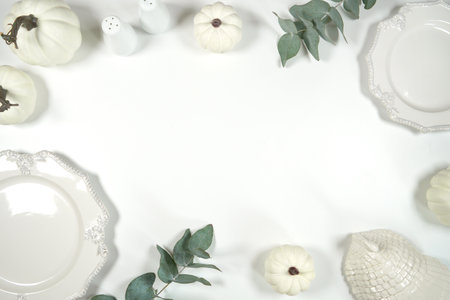 White Thanksgiving framed border background.の写真素材