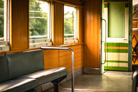 On the train Thailand, Peaceful atmosphere in the eveningの写真素材
