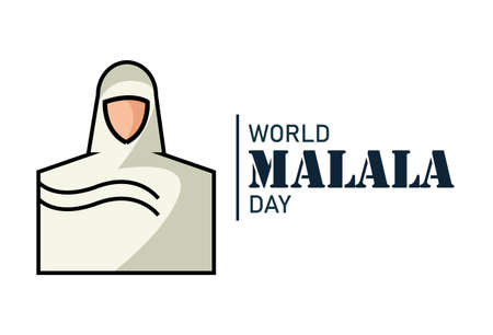 World Malala Day, 12th July, Malala Yousafzai flat abstract , hijab women icon, poster, illustration vectorのイラスト素材