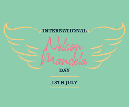 Nelson Mandela Day, dove bird wings symbol of peace, poster illustration vectorのイラスト素材