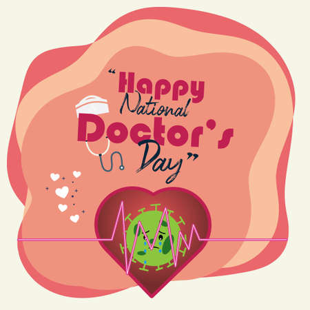 Happy National Doctor's Day in coronavirus pandemic, Doctor stethoscope, saving life, flat illustration vectorのイラスト素材