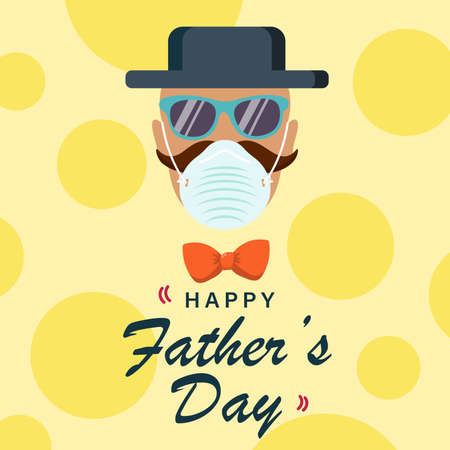 Happy Father's Day, father with a medical mask illustration during Coronavirus pandemic, vectorのイラスト素材