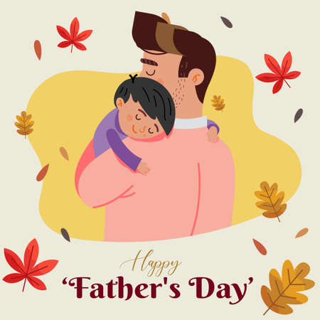 Father's Day flat design, art Dad and son, father and child, vector illustrationのイラスト素材