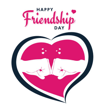 Happy Friendship Day, fist bump with friends flat illustration poster, vectorのイラスト素材