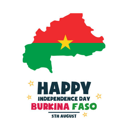 Happy Independence day Burkina Faso, Map, 5 August, Flag poster, flat illustration, vectorのイラスト素材