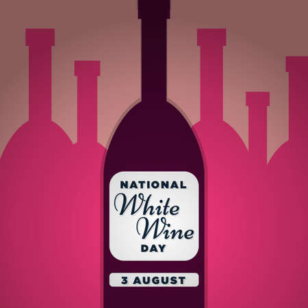 National White Wine Day, 3 August, sketchy poster flat illustration, vectorのイラスト素材
