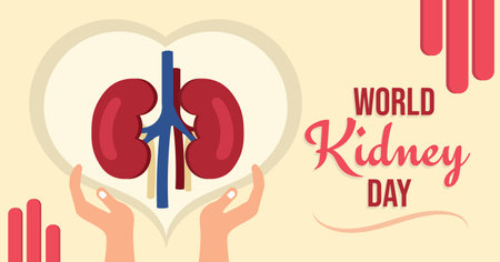 World kidney day illustration, healthcare medical campaign poster, vector imageのイラスト素材