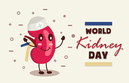 World kidney day medical healthcare campaign cartoon poster, doctor illustration vectorのイラスト素材