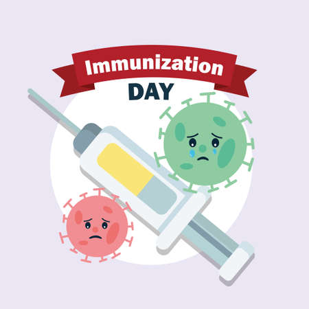 Immunization Day Vaccination poster, virus illustration healthcare vectorのイラスト素材