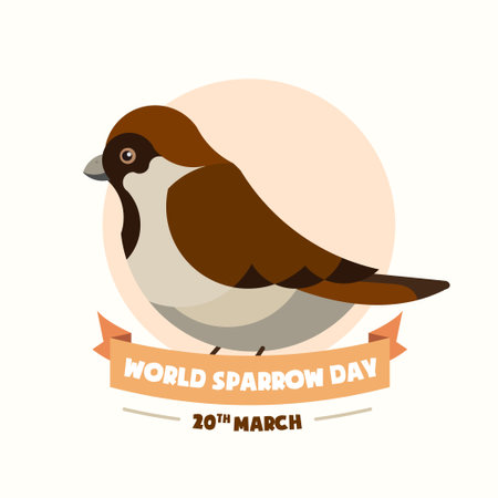 World Sparrow Day poster 20 March, Bird illustration banner vectorのイラスト素材