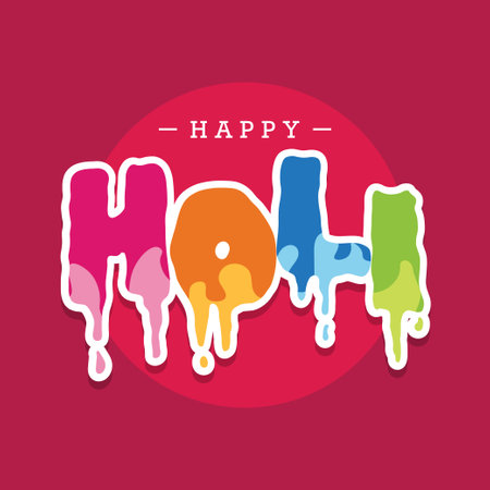 Happy Holi poster, Color Dripping illustration vectorのイラスト素材