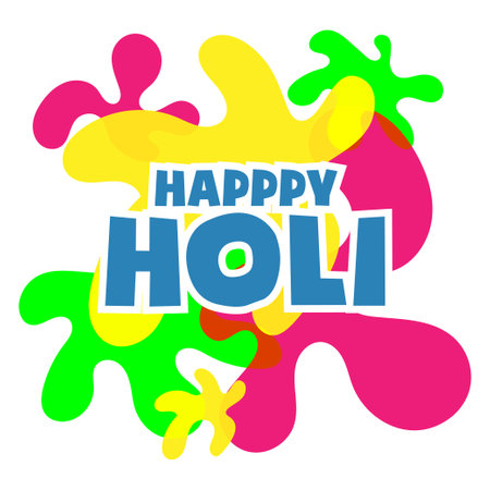 Happy Holi poster color splash illustration vector bannerのイラスト素材