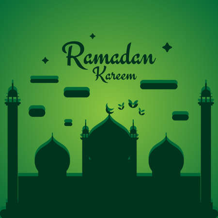 Ramadan Kareem Ramzan gradient banner poster with mosque silhouette illustrationのイラスト素材