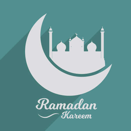 Ramadan Kareem poster, flyer design template, flat illustration vector bannerのイラスト素材