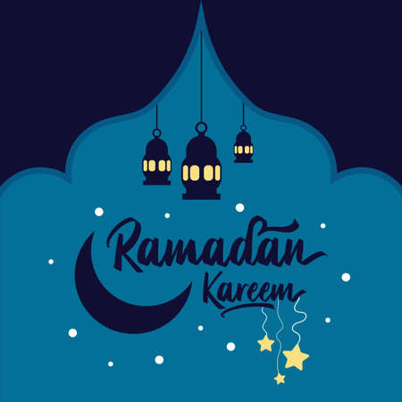 Ramadan Kareem Ramzan poster design greeting card template, vector bannerのイラスト素材