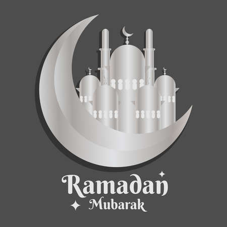 Ramadan Mubarak poster, flyer design template, Ramzan illustration banner vectorのイラスト素材