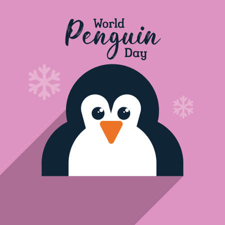 World Penguin Day poster background, cute penguin flat illustration banner vectorのイラスト素材