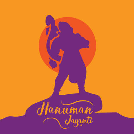 Hanuman Jayanti vector greeting wallpaper, Festival wishes poster banner, vector designのイラスト素材