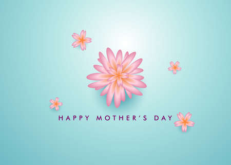 Happy Mother's Day realistic flower poster vector banner, mothers day greeting wallpaper background designのイラスト素材