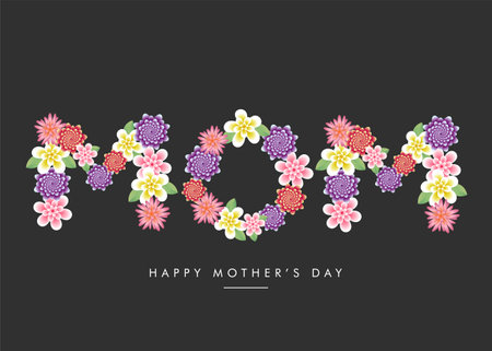 Mom, happy mothers day flowers greeting card vector, Mother's Day wishes background wallpaper banner designのイラスト素材