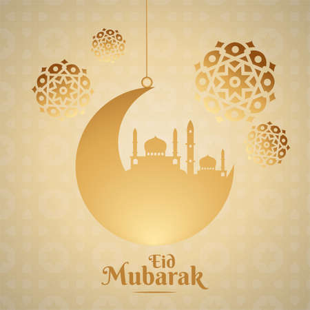 Eid mubarak, Eid al adha, Eid al fitr, greetings, celebration, calligraphy card poster vector banner designのイラスト素材