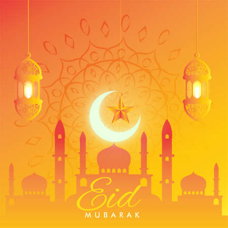 Eid mubarak, Eid al adha, Eid al fitr islamic poster banner vector wallpaper background designのイラスト素材