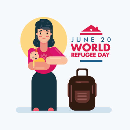 VECTOR ILLUSTRATION FOR WORLD REFUGEE DAY- 20TH JUNE poster designのイラスト素材