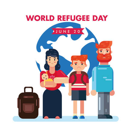 World Refugee Day Vector June 20 Design Template, Creative greeting card or banner vector illustration artのイラスト素材