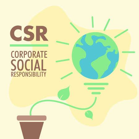 CSR corporate social responsibility, tree plant and earth globe illustration vector design backgroundのイラスト素材