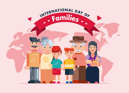 International Day Of Families 15 May smiling family people background flat design vector greetingのイラスト素材