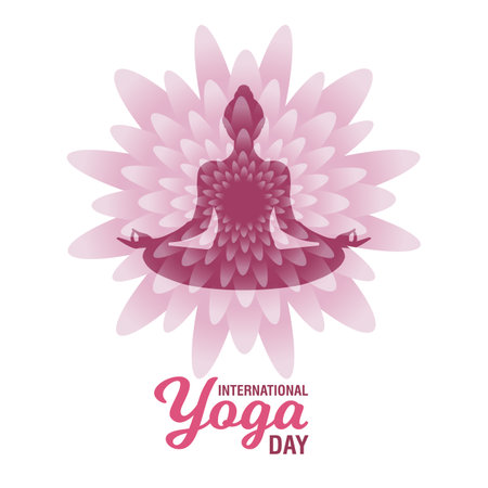 International Yoga Day poster Padmasana Kapalbhati Pranayama Lotus Pose meditation asana vectorのイラスト素材