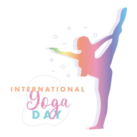 Happy International Yoga Day 21 June poster logo background Natarajasana Dancer Pose asana designのイラスト素材