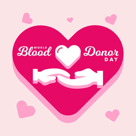 World Blood Donor Day 14 June donation help hand red poster vector background designのイラスト素材