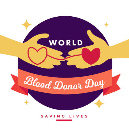 World Blood Donor Day 14 June donation poster background heart hand illustration vector design artのイラスト素材