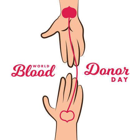 World Blood Donor Day 14 June donation poster background hand help illustration vector design bannerのイラスト素材