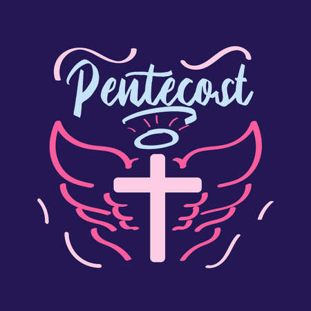 Pentecost Sunday catholic icon logo symbol typography design vector poster art template bannerのイラスト素材